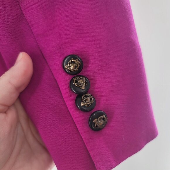 Lauren Ralph Lauren Blazer Jacket Size 0 Pink Black Velvet Collar - Picture 7 of 11